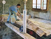 Boden aus Eichenschwellen